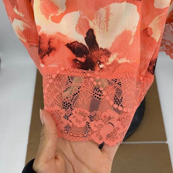 Torrid Dress Womens 3 Plus Multi Smocked Ruffle Lace Trim Floral Cover Up Mini - Picture 5 of 12